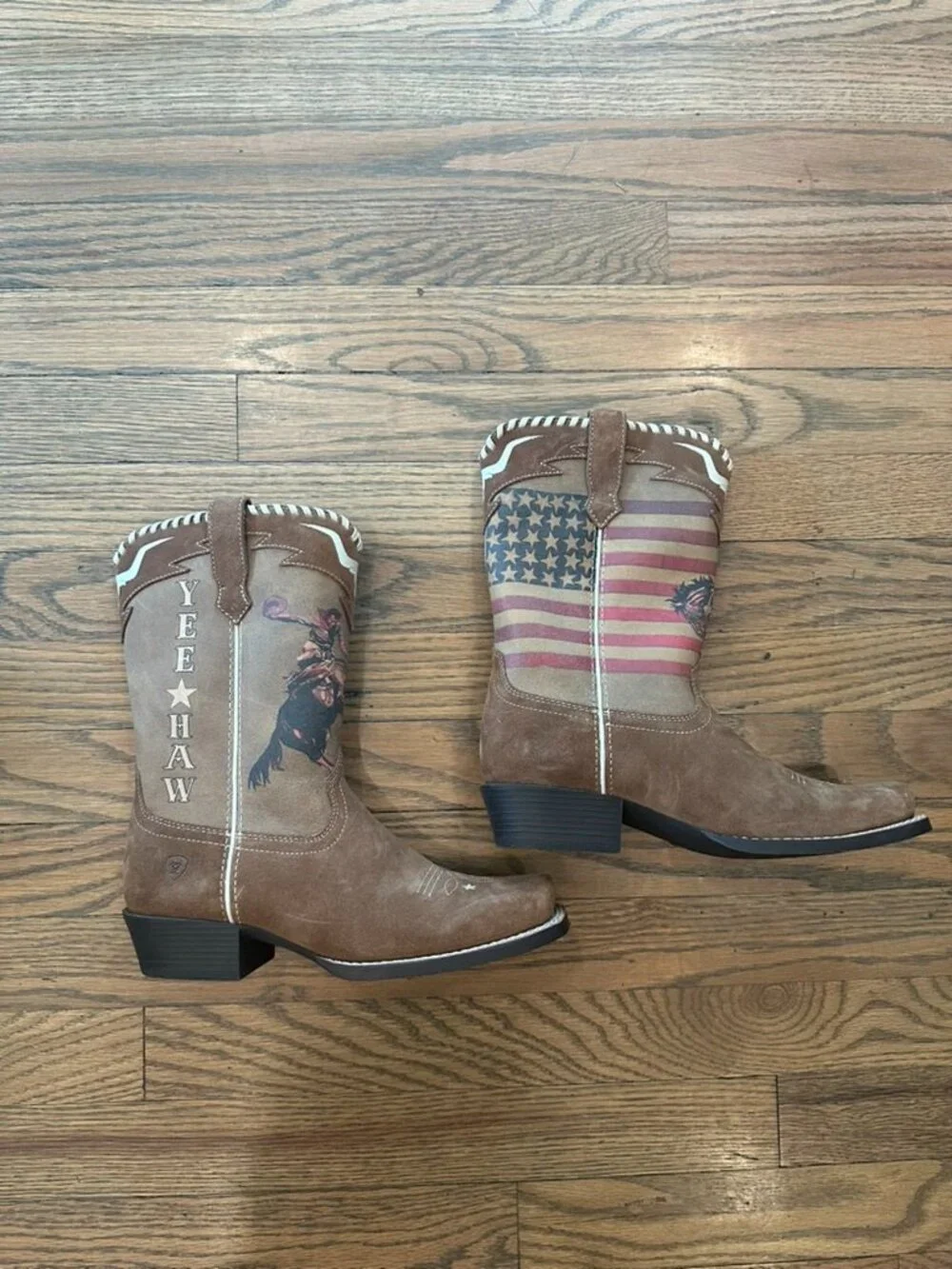 Ariat Youth Girls USA Flag Western Boots 4